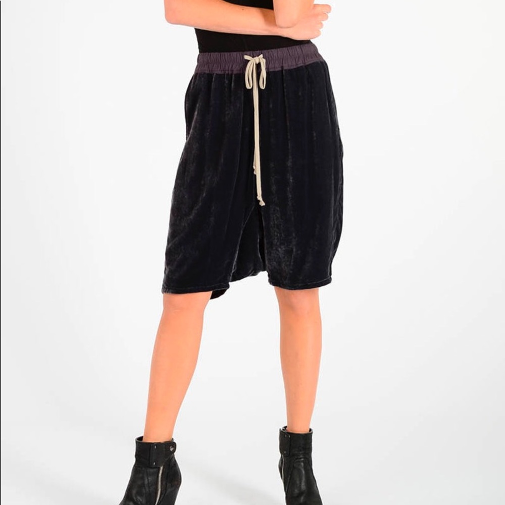 Rick Owens Velvet Drop Crotch Shorts